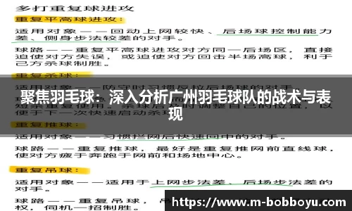 聚焦羽毛球：深入分析广州羽毛球队的战术与表现